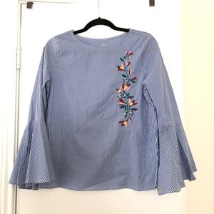 Striped Blouse Flare sleeves